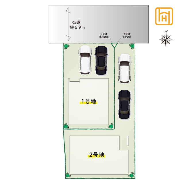 テラシエ高司2丁目新築一戸建て│4LDK+駐車2台可の区画図|全2区画の分譲地です。
