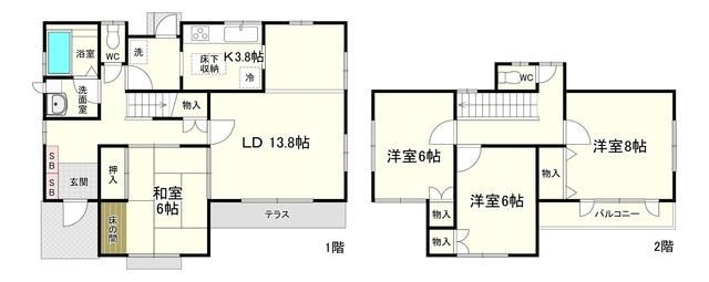 一本杉貸家　Ｂ棟の間取り