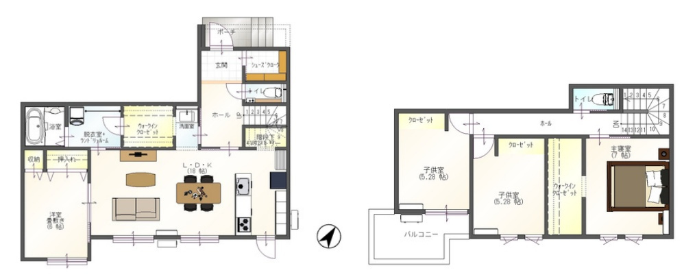 神戸市北区筑紫が丘4丁目　新築一戸建ての間取り