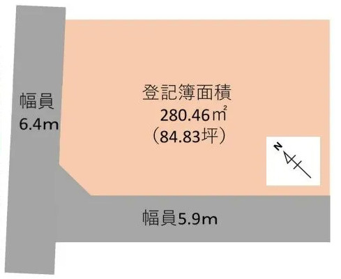 野田市山崎　売地　84坪の土地図