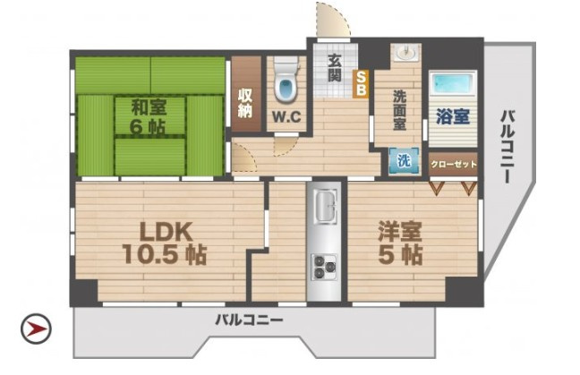 【間取り】 | パームス鷺宮 | 2LDKのお部屋です。