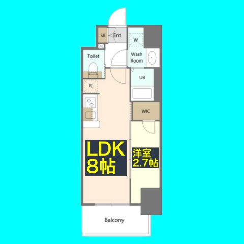 S-RESIDENCE亀島駅前ascent(アセント)の間取り