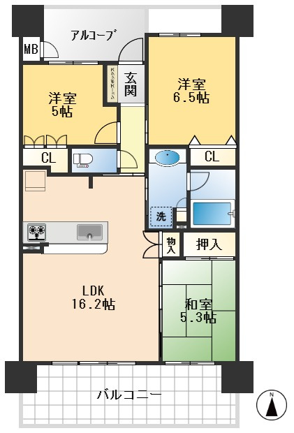 リーデンススクエア豊中大黒町の間取り