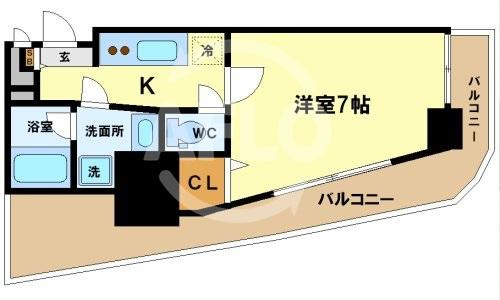 カスタリアタワー肥後橋の間取り|カスタリアタワー肥後橋　ワイドバルコニー
