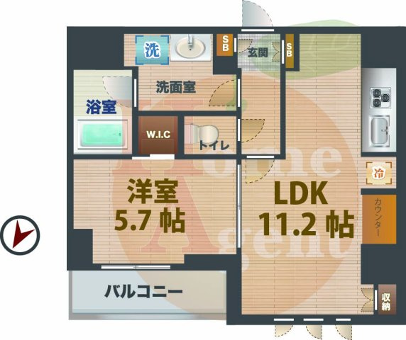 【間取り】 | スカイコートヒルズ北新宿 | 1LDKのお部屋です。