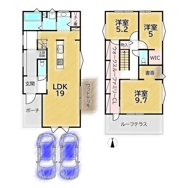 平野上柳町 新築戸建(2号地)の間取り