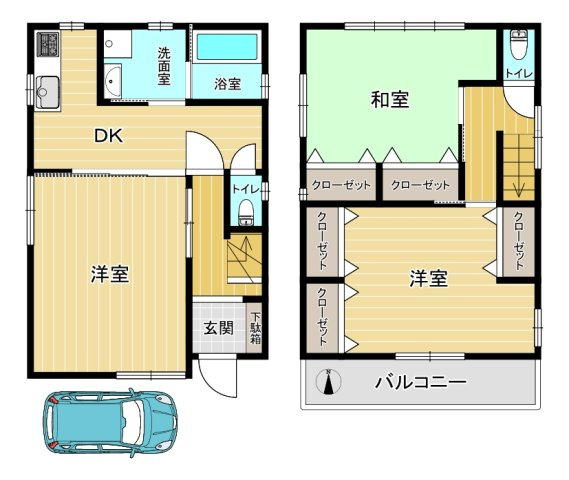 塚口本町3町目の間取り|水回りをDK横に集約した、家事効率の良い間取り
