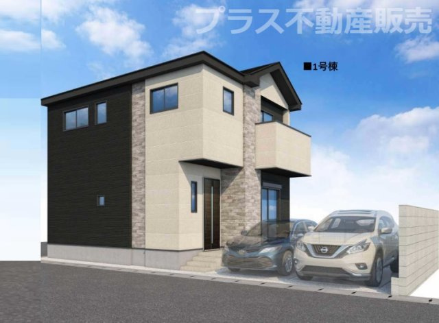 【外観】 | 福岡市早良区飯倉3丁目5期　1号棟（全2棟）【仲介手数料無料・0円】 | 完成イメージの外観パースです。
