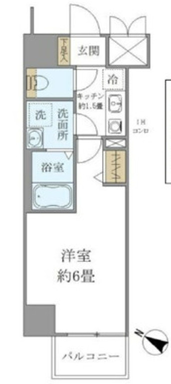シエル白山　B館の間取り|1K
