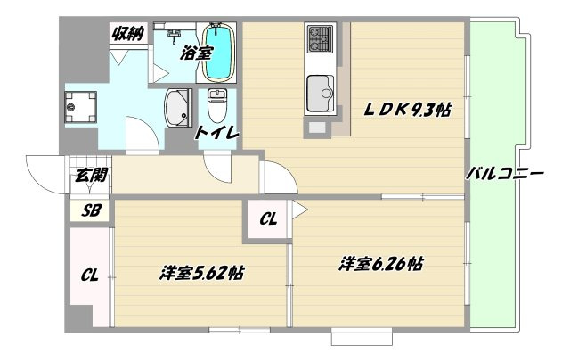 大阪市淀川区東三国５丁目の賃貸マンションの間取り