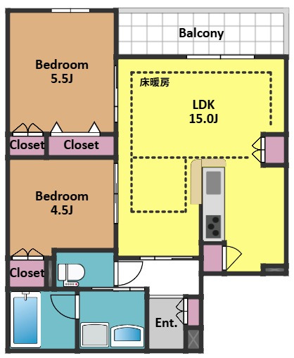 【間取り】 | エルズプラス高円寺南 | 床暖房や食洗機など室内設備充実です♪