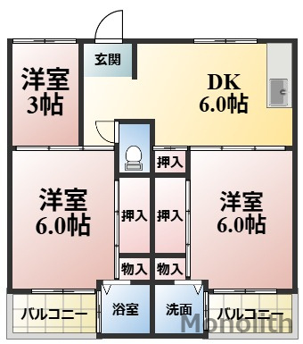 ビレッジハウス葛ノ葉2号棟の間取り