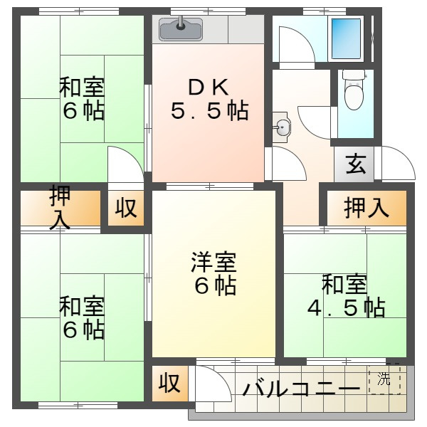 神陵台北住宅69号棟の間取り