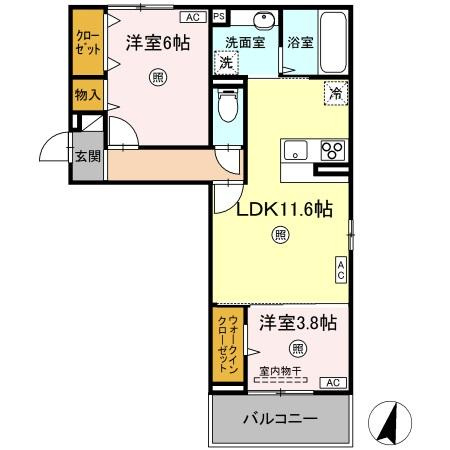 【間取り】 | Ｄ－ＲＯＯＭ春日Ａ