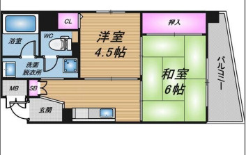 シャトー弁天弐番館　波除小学校区の間取り|シャトー弁天弐番館　間取り