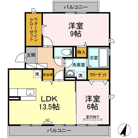 Ｓｕｎｎｙ Ｆｌａｔ ＹＡＳＵＤＡの間取り