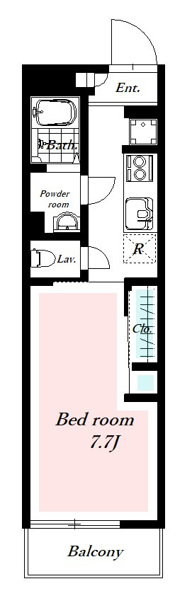 リブリ・FERIOⅣの間取り|7.7帖の広々としたお部屋