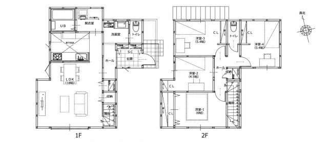 筑紫野市牛島第2-1棟（1号棟）の間取り|全居室収納豊富で便利です。