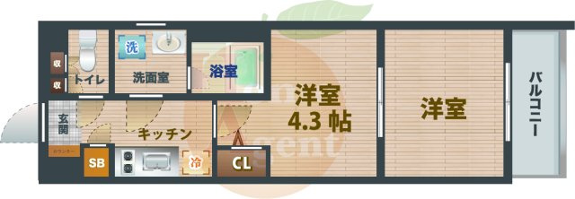【間取り】 | THE PREMIUM CUBE G 東中野 | 2Kのお部屋です。