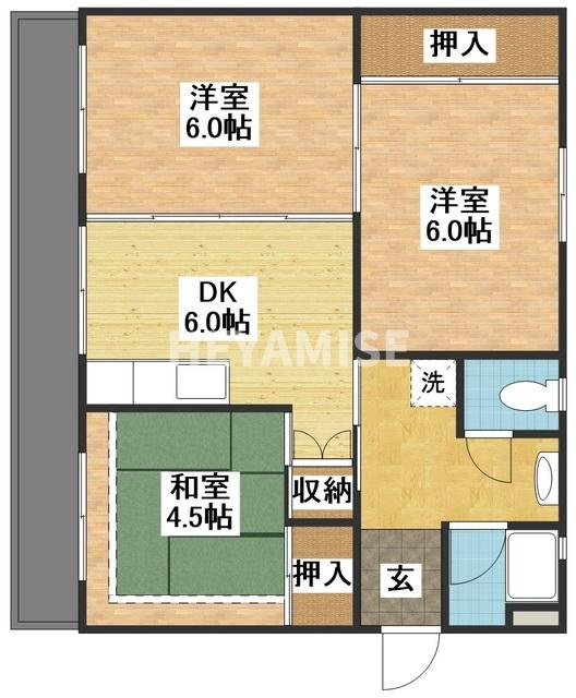 ビレッジハウス若葉Ⅱ1号棟の間取り