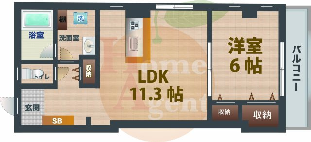 【間取り】 | マ・メゾン | 1LDKのお部屋です。