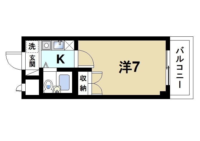 アメニティホウコクの間取り|1K