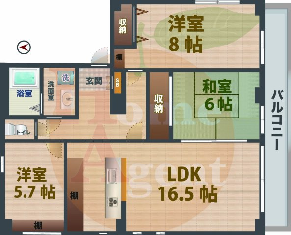 【間取り】 | スカイプラザ中野 | 3LDKのお部屋です。