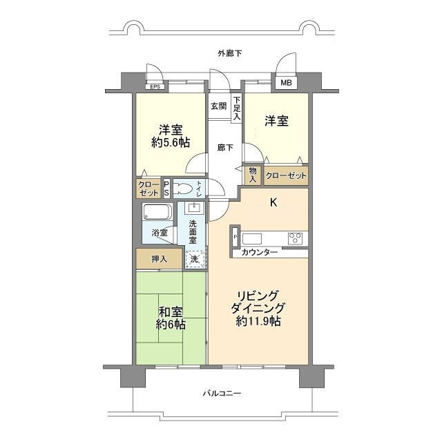 とちのき通り北弐番館の間取り|間取りです。