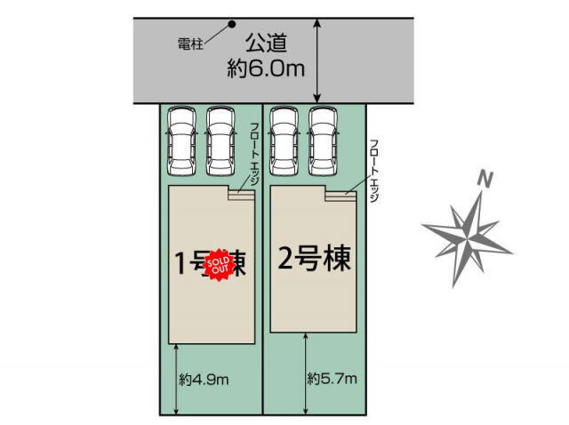 ブルーミングガーデン　松戸市小金原５丁目２棟／１期２号棟の区画図|松戸市小金原5丁目2棟区画図