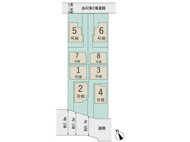 ４２２２松戸市上矢切１５期８棟の区画図