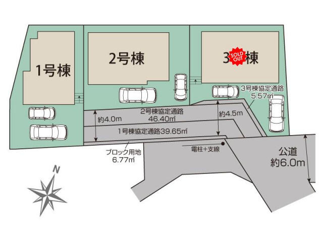 ブルーミングガーデン　柏市松ケ崎３棟／１期２号棟の区画図|柏市松ケ崎3棟区画図
