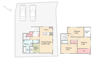 【間取り】 | 佐伯区薬師が丘2丁目　全1棟 | 佐伯区薬師が丘2丁目に佇む4LDK新築戸建です。並列2台駐車可能な広々としたカースペースを備えており、前面道路も幅員があるため、車の出し入れもスムーズに行えます。