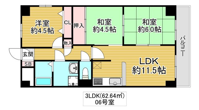 大阪市城東区諏訪３丁目の賃貸マンションの間取り