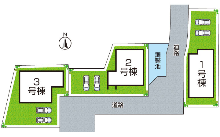 ●24(土)25(日)現地案内可能！　奈良市押熊町　第5期　新築一戸建ての区画図|全3区画