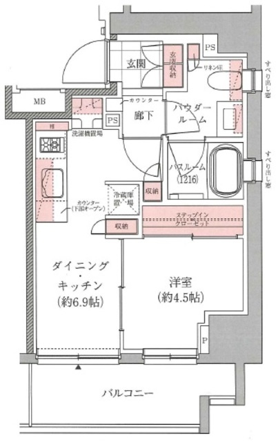 アトラス西早稲田の間取り|★南向き角部屋／１ＤＫタイプ★