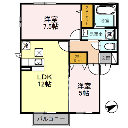 茨木市東太田２丁目のアパートの間取り