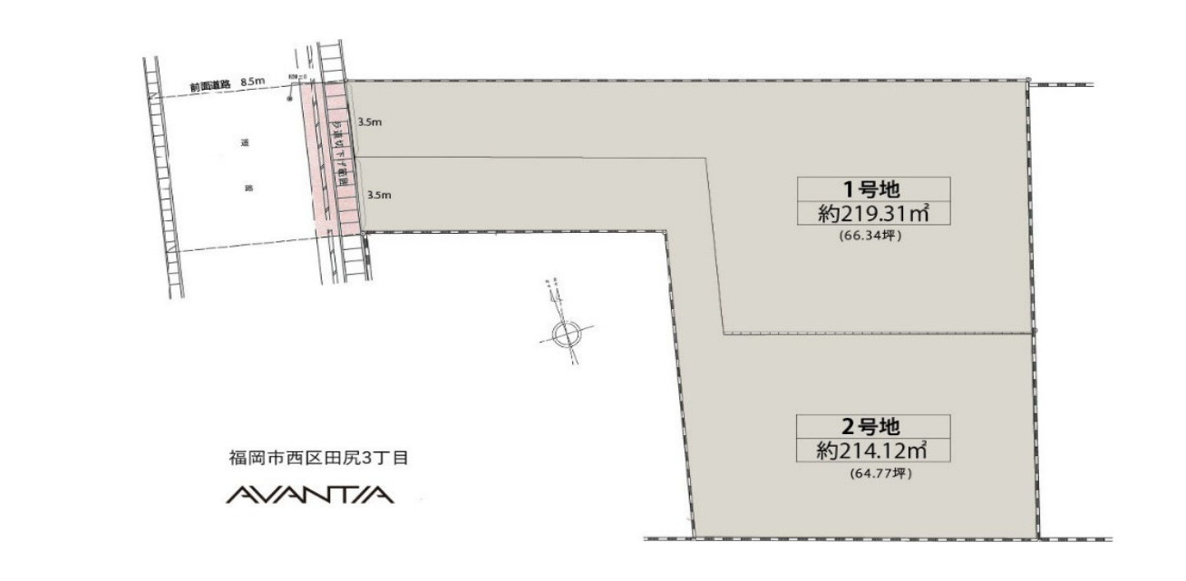 福岡市西区田尻3丁目第3-2棟（1号棟）の区画図|配置図（1号棟）