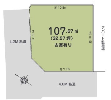 狭山市北入曽　建築条件なし売地　西武新宿線『入曽駅』徒歩22分　【御狩場小学区】の土地図