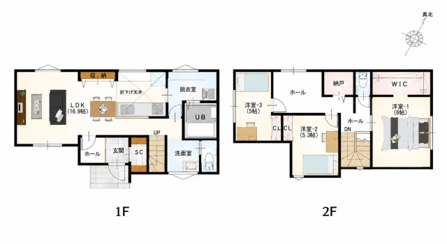 春日市紅葉ヶ丘西7丁目第1-2棟（1号棟）の間取り
