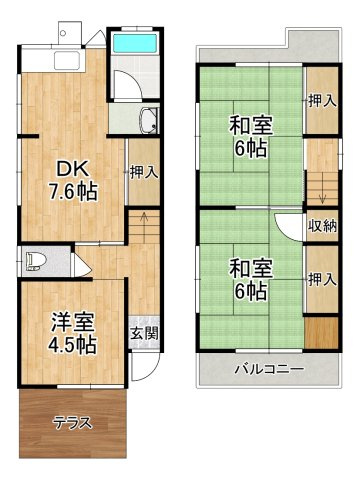 【間取り】 | 堺市中区八田北町貸家