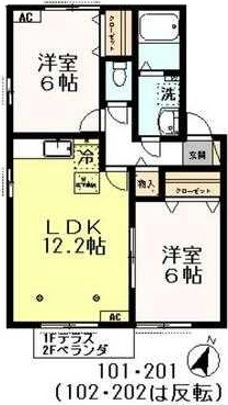 東村山市諏訪町３丁目のアパートの間取り