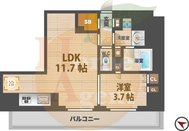 【間取り】 | イストワール阿佐ヶ谷 | 1LDKのお部屋です。
