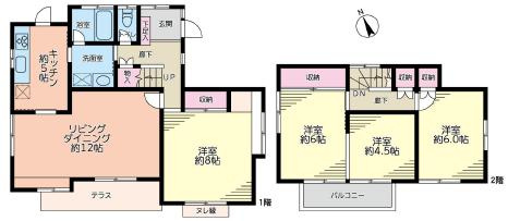 野田市岩名一丁目　昭和55年築　中古戸建の間取り