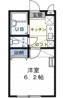 川崎市多摩区西生田１丁目のアパートの間取り|広々ロフトのついたお部屋です