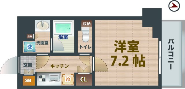 【間取り】 | パークハビオ渋谷本町レジデンス | 1Kのお部屋です。