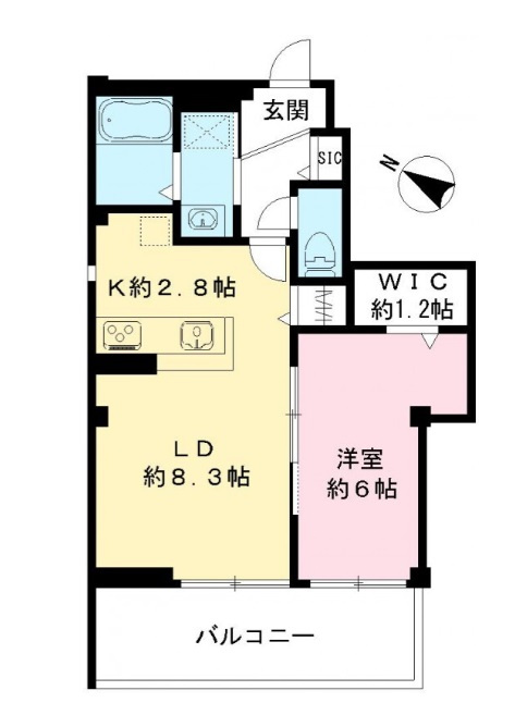 Lilas Vesta(リラ　ヴェスタ)の間取り|南西向き角部屋の1LDK
