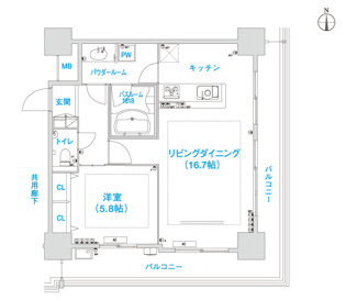【間取り】 | 松屋タワー　中央小学校区 | 角部屋　開放的な室内