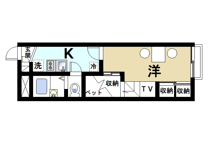 レオパレス八条の間取り|お一人暮らしにピッタリの1Ｋのお部屋です。