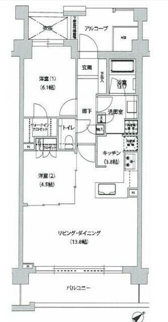 文京区本駒込２丁目の賃貸マンションの間取り