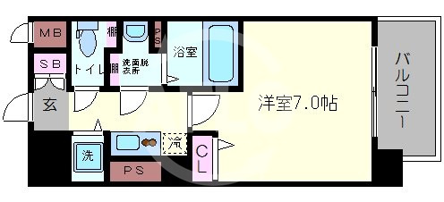 セイワパレス玉造駅前の間取り|セイワパレス玉造駅前　開放感ある間取り